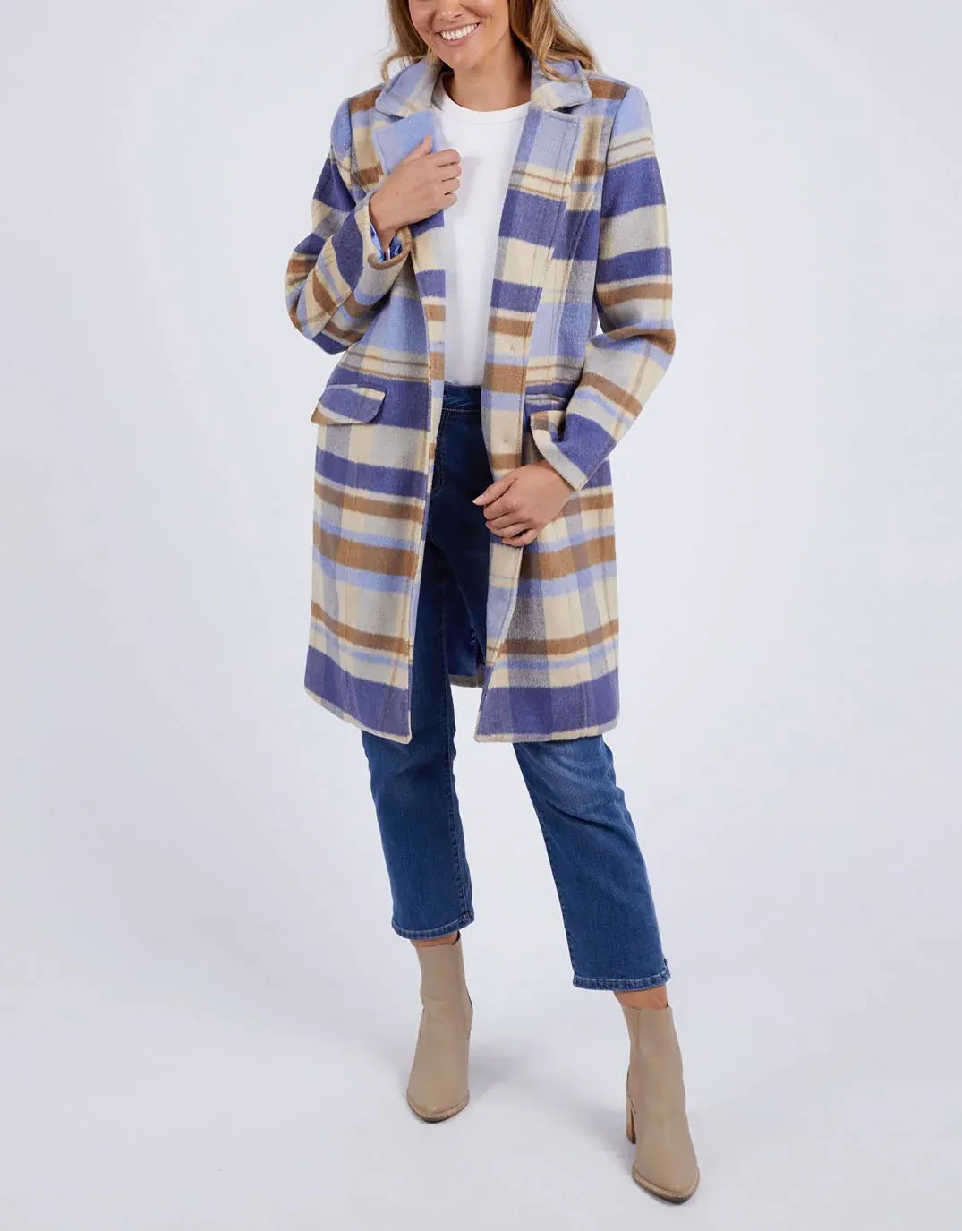 Elm Lifestyle II COVE Check Coat - Navy