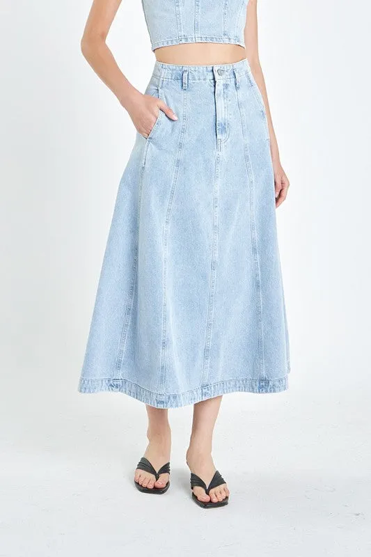 Essential Denim Flare Skirt