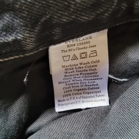 Everlane The 90's Cheeky Jean Organic Cotton Size 26 Black New