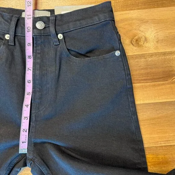 Everlane The Way High Jean Straight Leg Denim Raw Hem Black Size 24