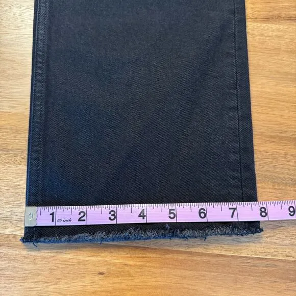 Everlane The Way High Jean Straight Leg Denim Raw Hem Black Size 24