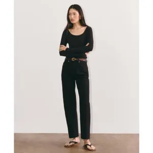 Everlane The Way High Jean Straight Leg Denim Raw Hem Black Size 24