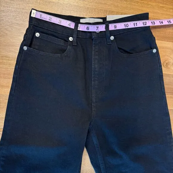 Everlane The Way High Jean Straight Leg Denim Raw Hem Black Size 24