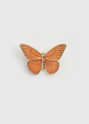 Fable England Butterfly Brooch Orange