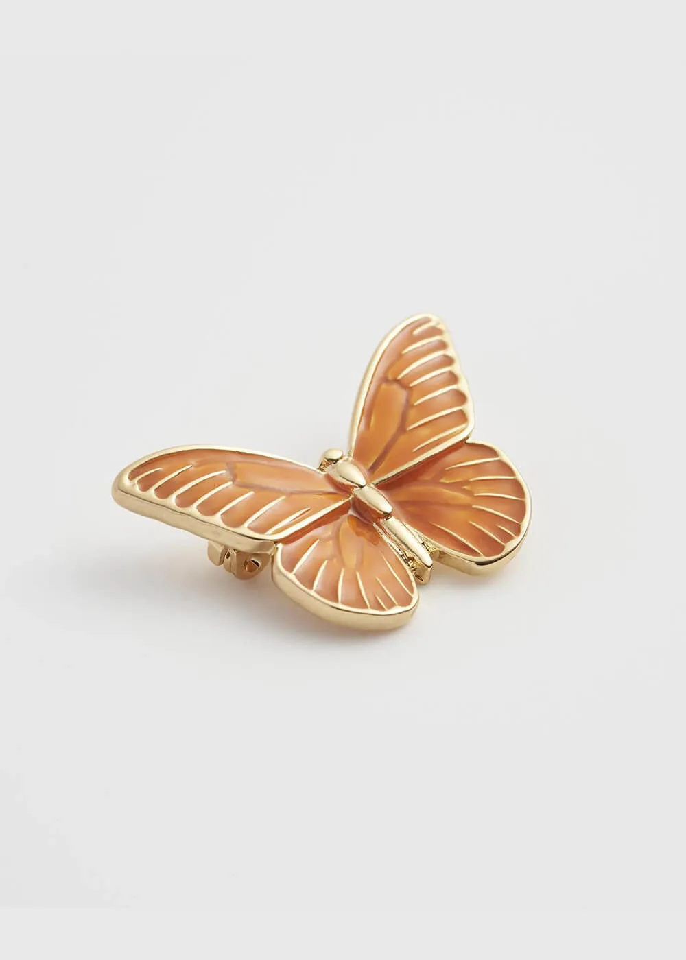 Fable England Butterfly Brooch Orange