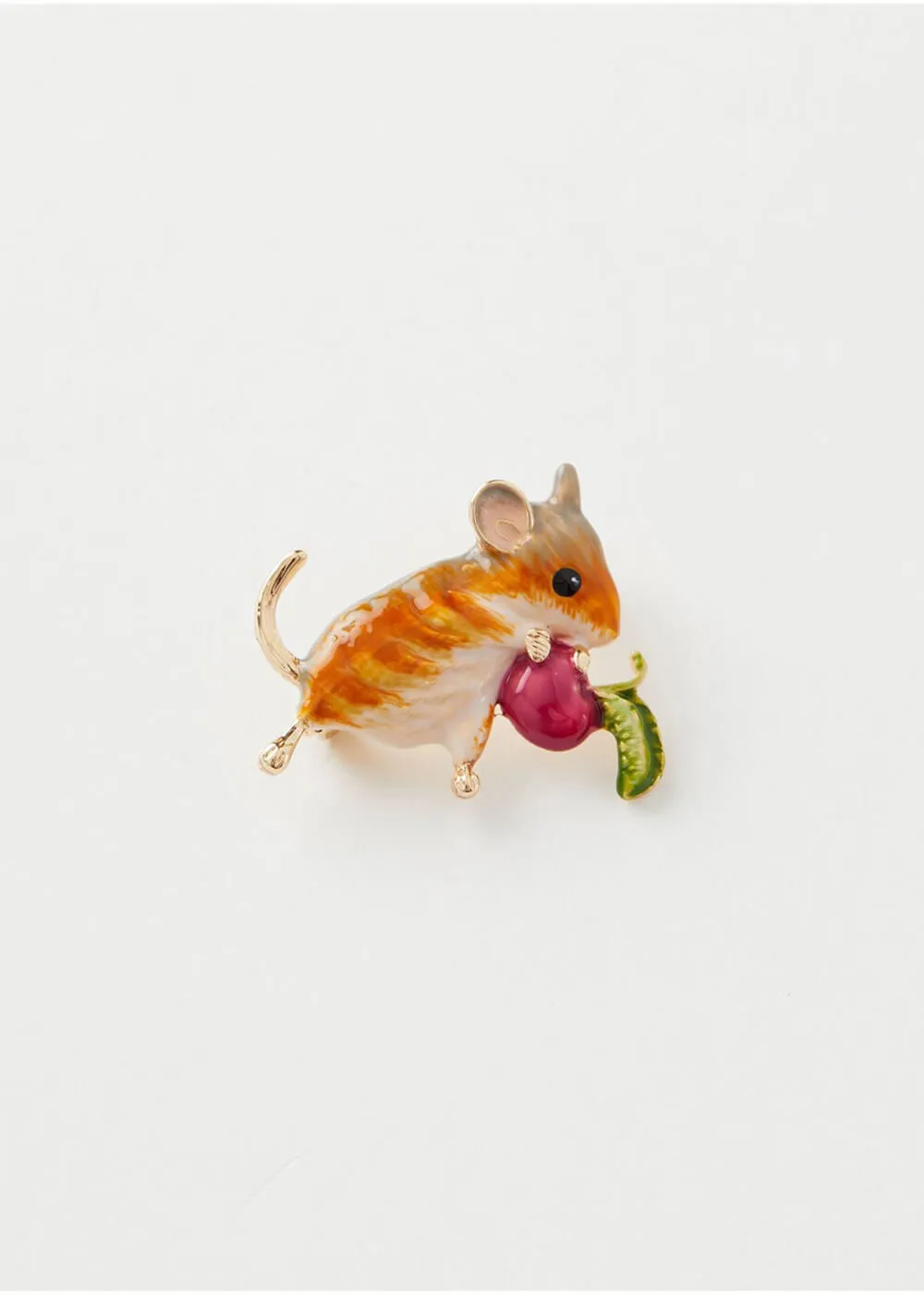 Fable England Vole Forest Mouse Enamel Brooche Brown
