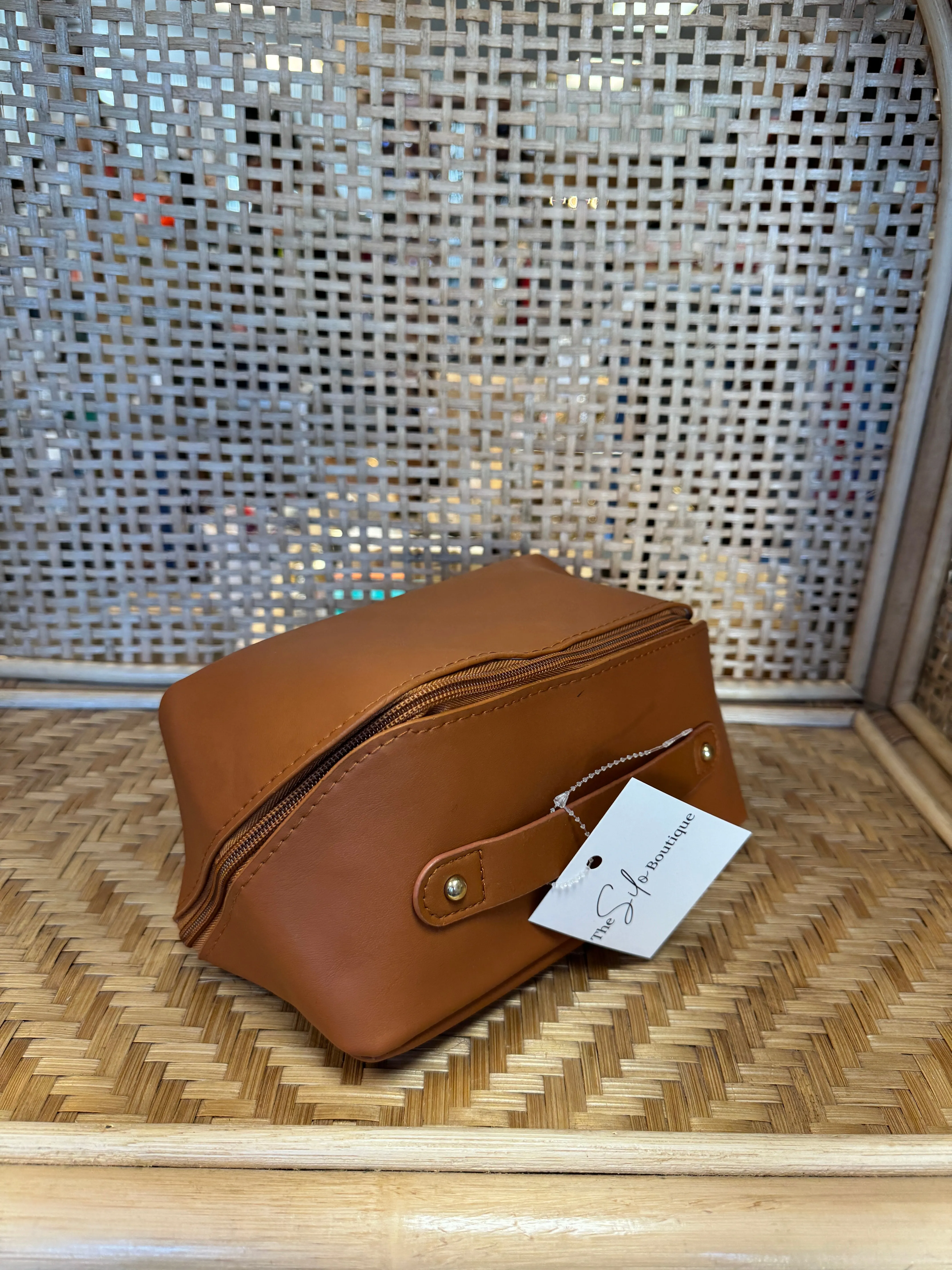 Faux Leather Open Flat Cosmetic Bags