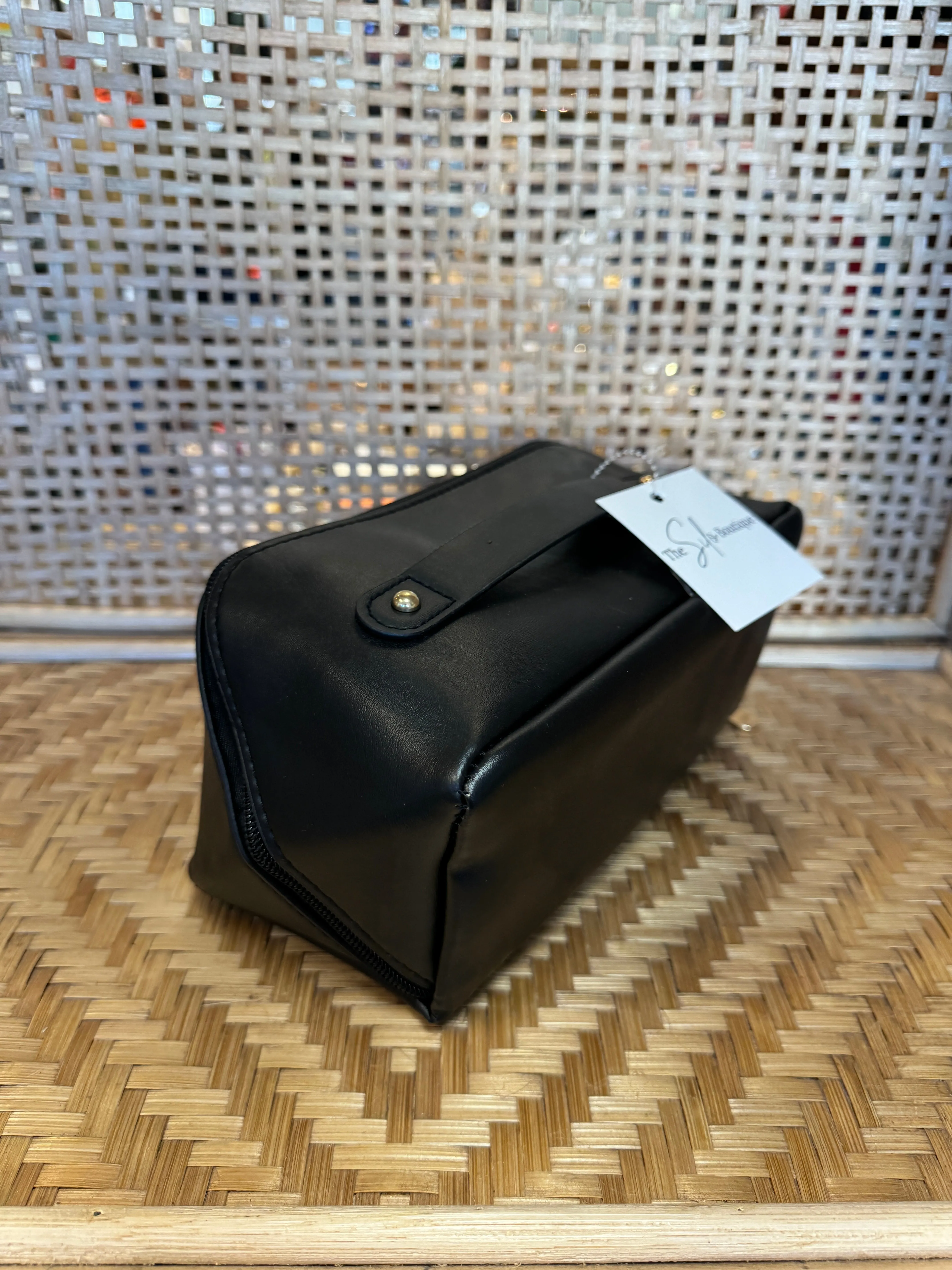 Faux Leather Open Flat Cosmetic Bags