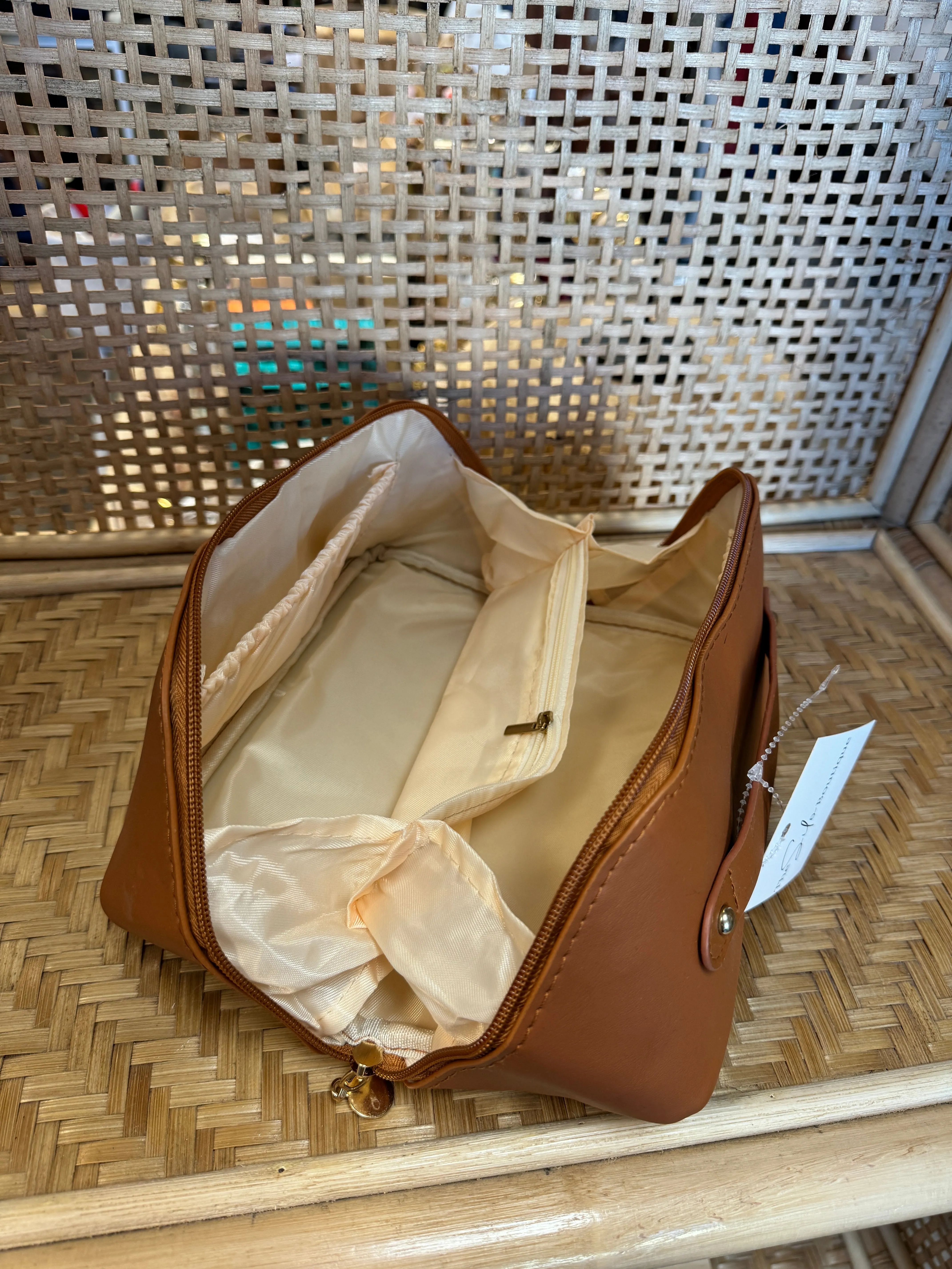 Faux Leather Open Flat Cosmetic Bags