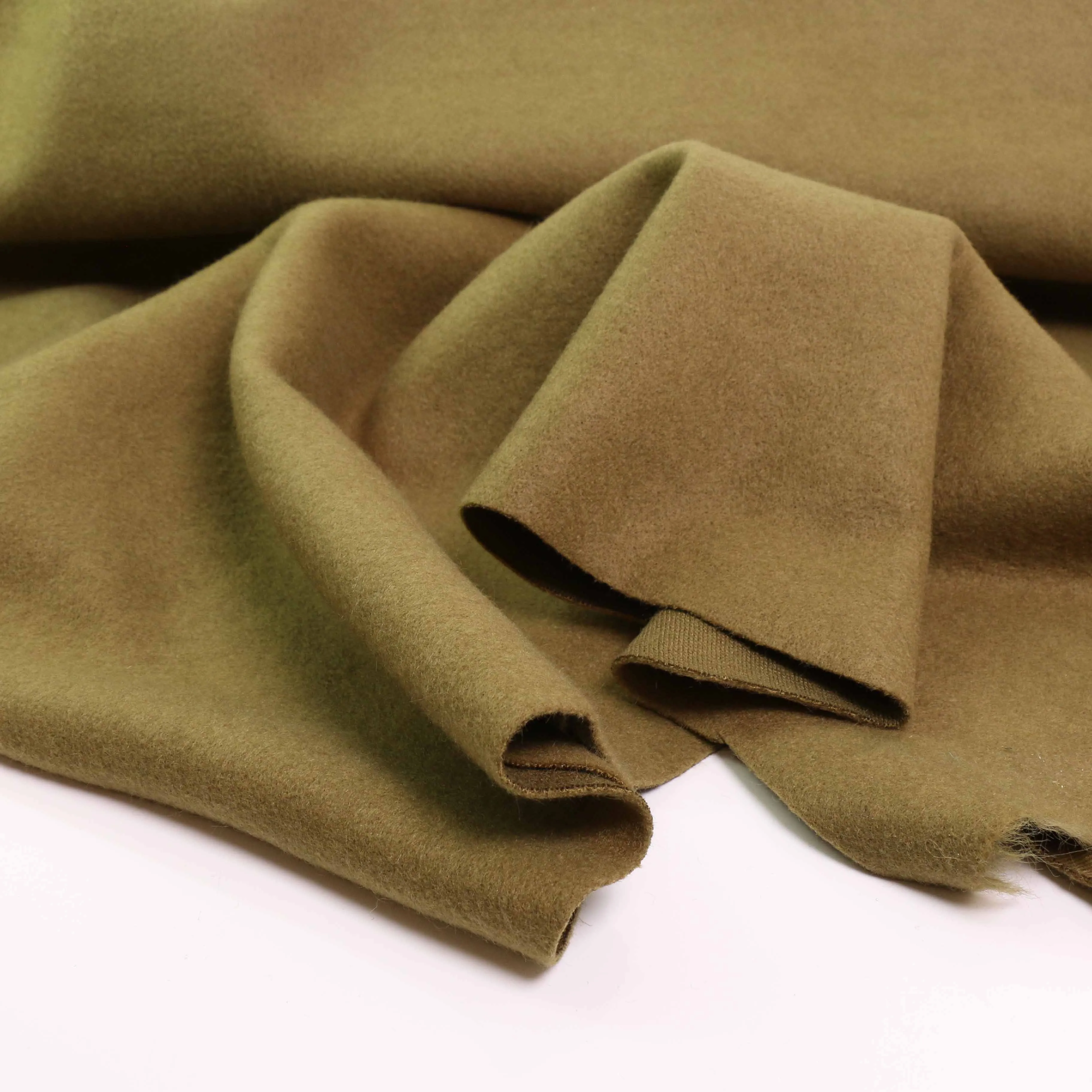 Faux Wool Fabric - Taupe, Khaki, Burned orange