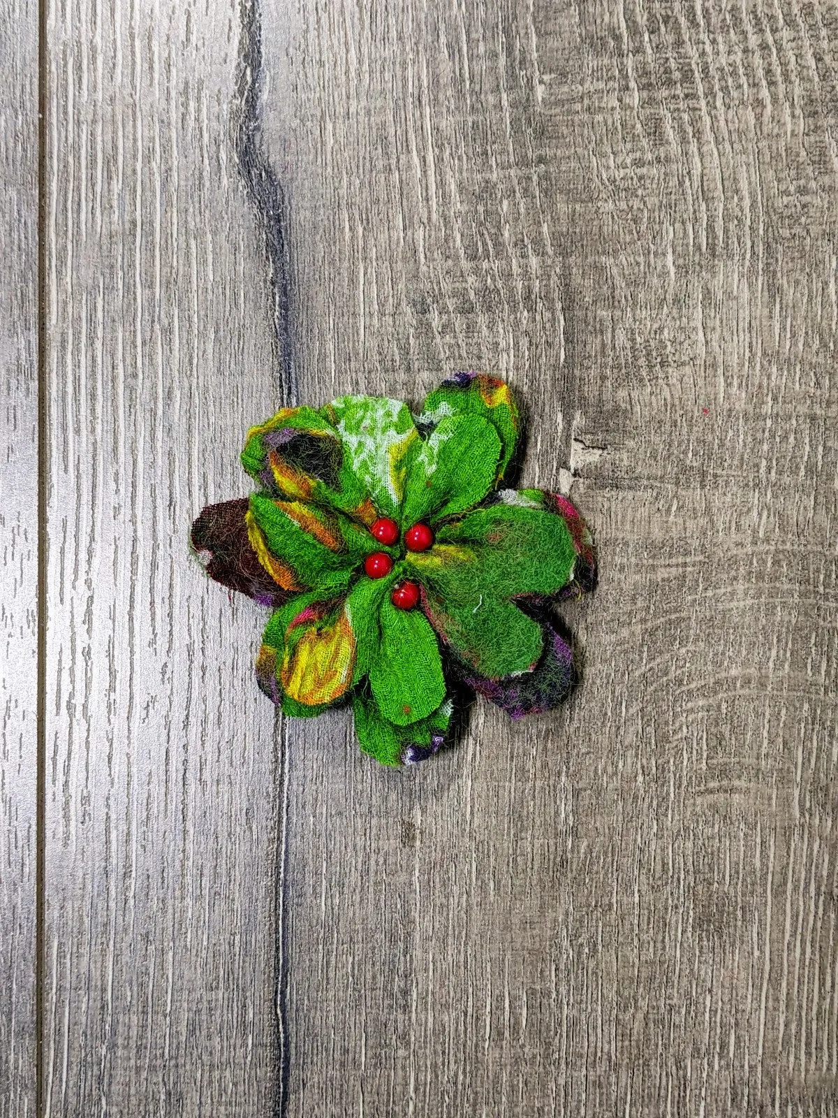 Felt And Fabric Flower Brooch