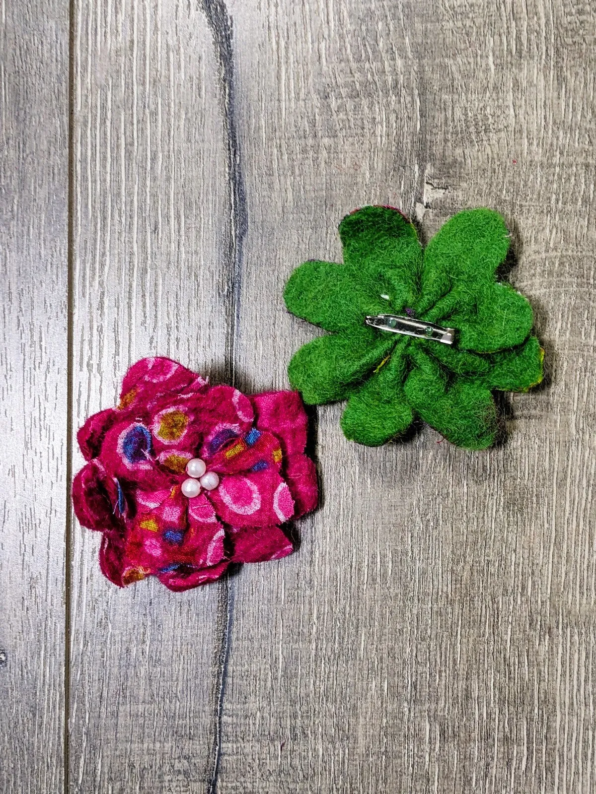 Felt And Fabric Flower Brooch