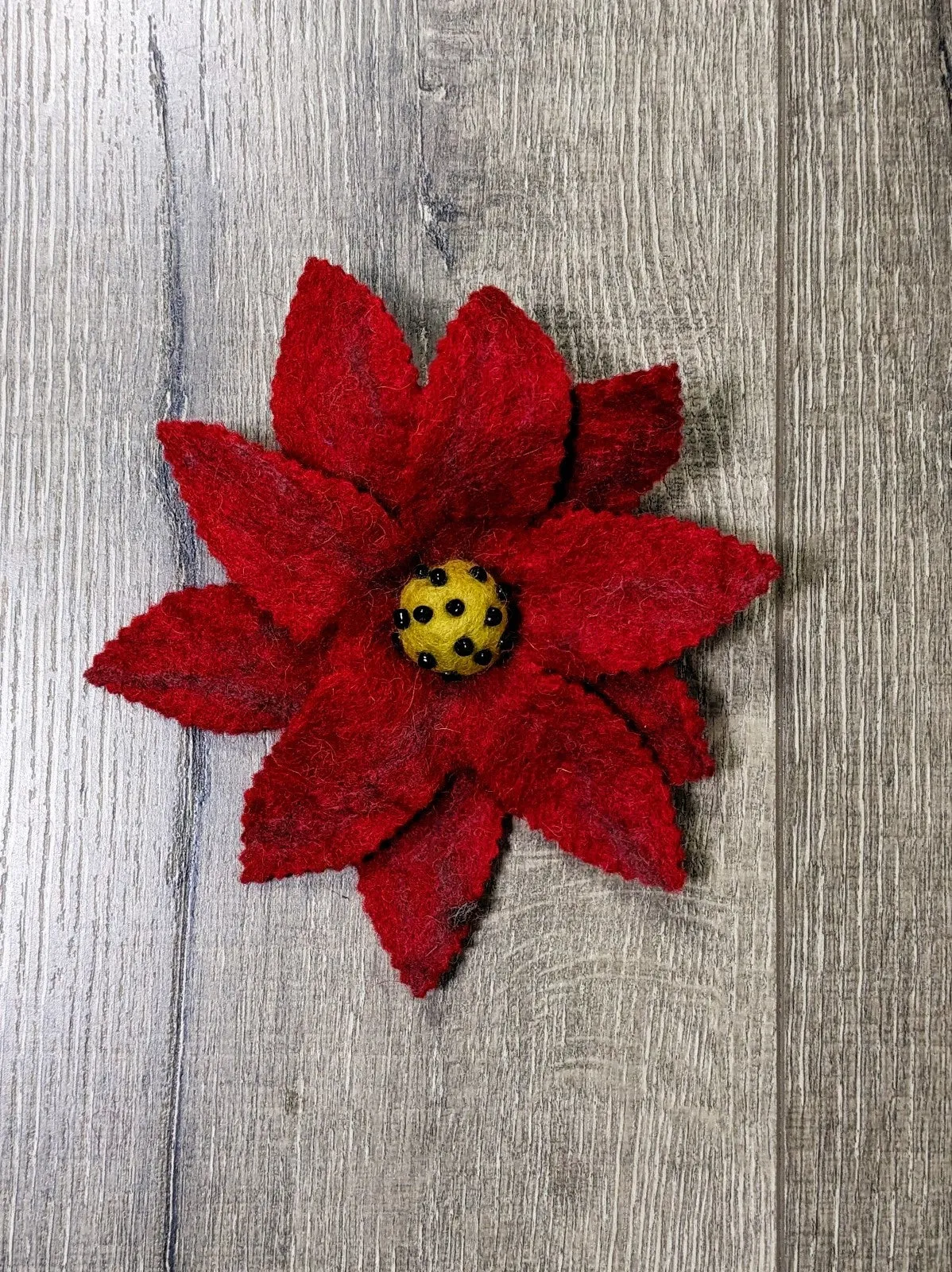 Felt Flower And Leaf Brooch