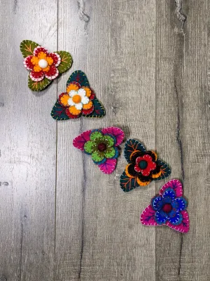 Felt Flower And Leaf Brooch