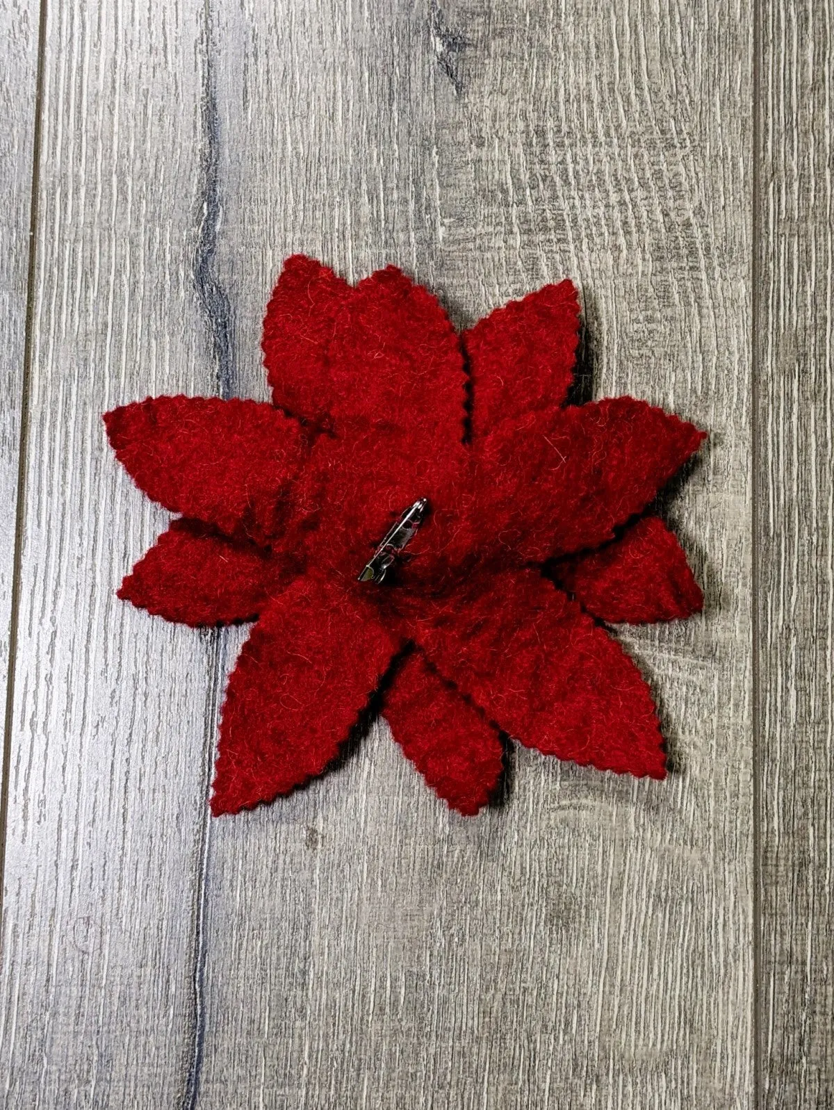 Felt Flower And Leaf Brooch