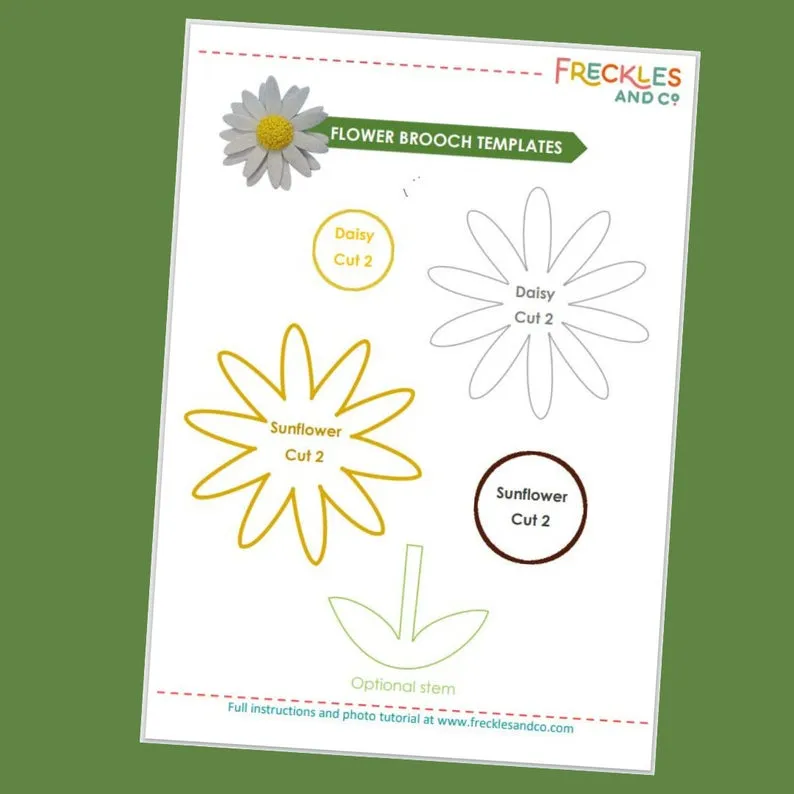 Felt Flower Brooches sewing templates