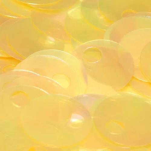 Flat Round Top Large Hole Sequin #17 Yellow (Transparent Iris)