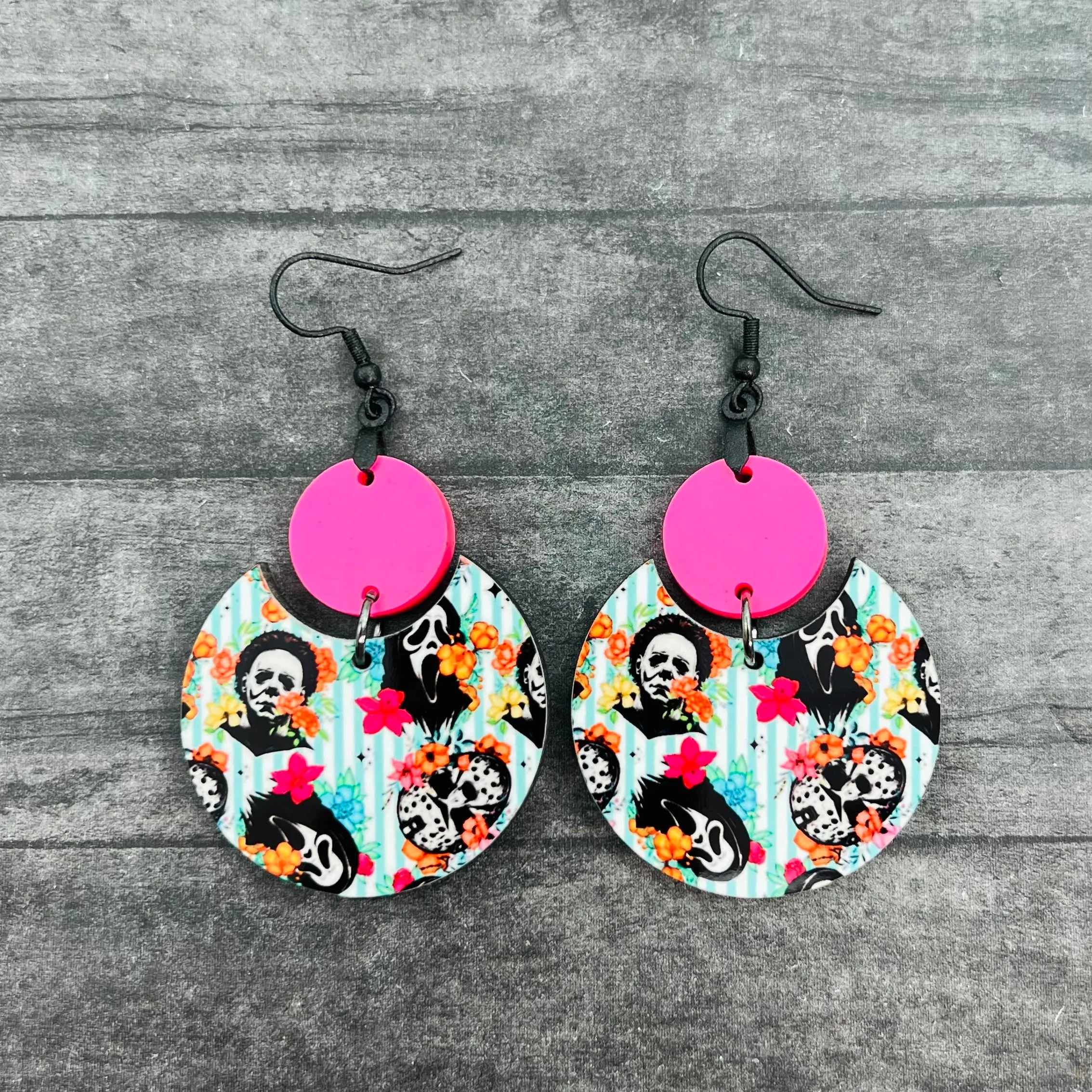 Floral Horror Circle Dangles