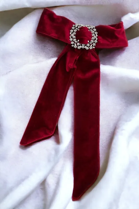 Floral Ornate Soft Bow Brooch