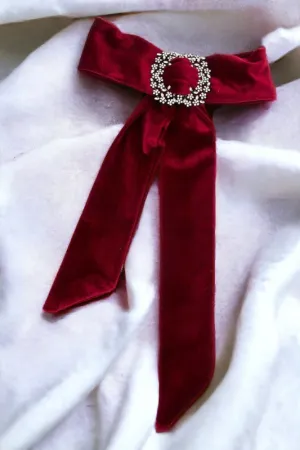 Floral Ornate Soft Bow Brooch