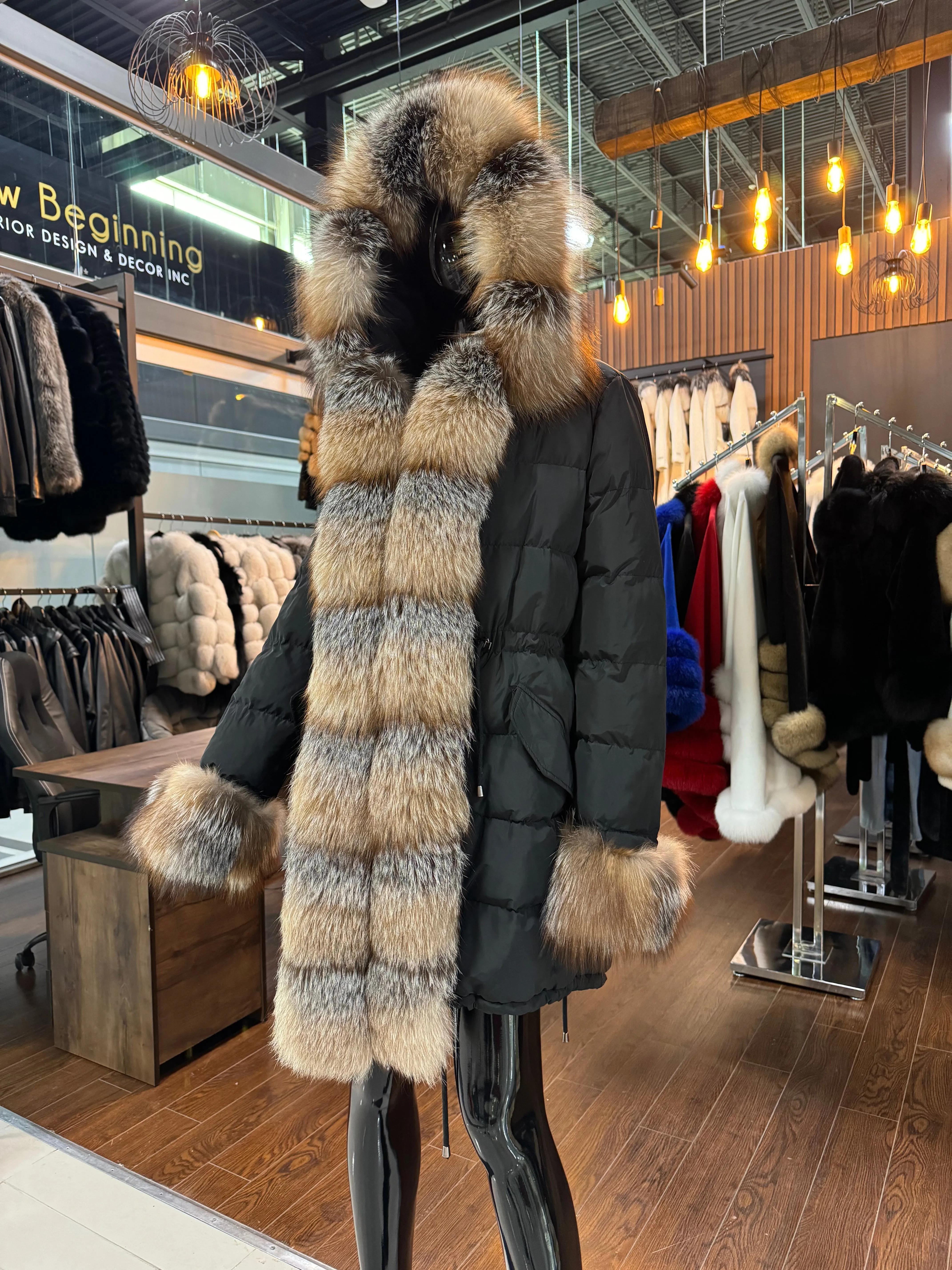 Fox Fur Hooded Puffer Coat