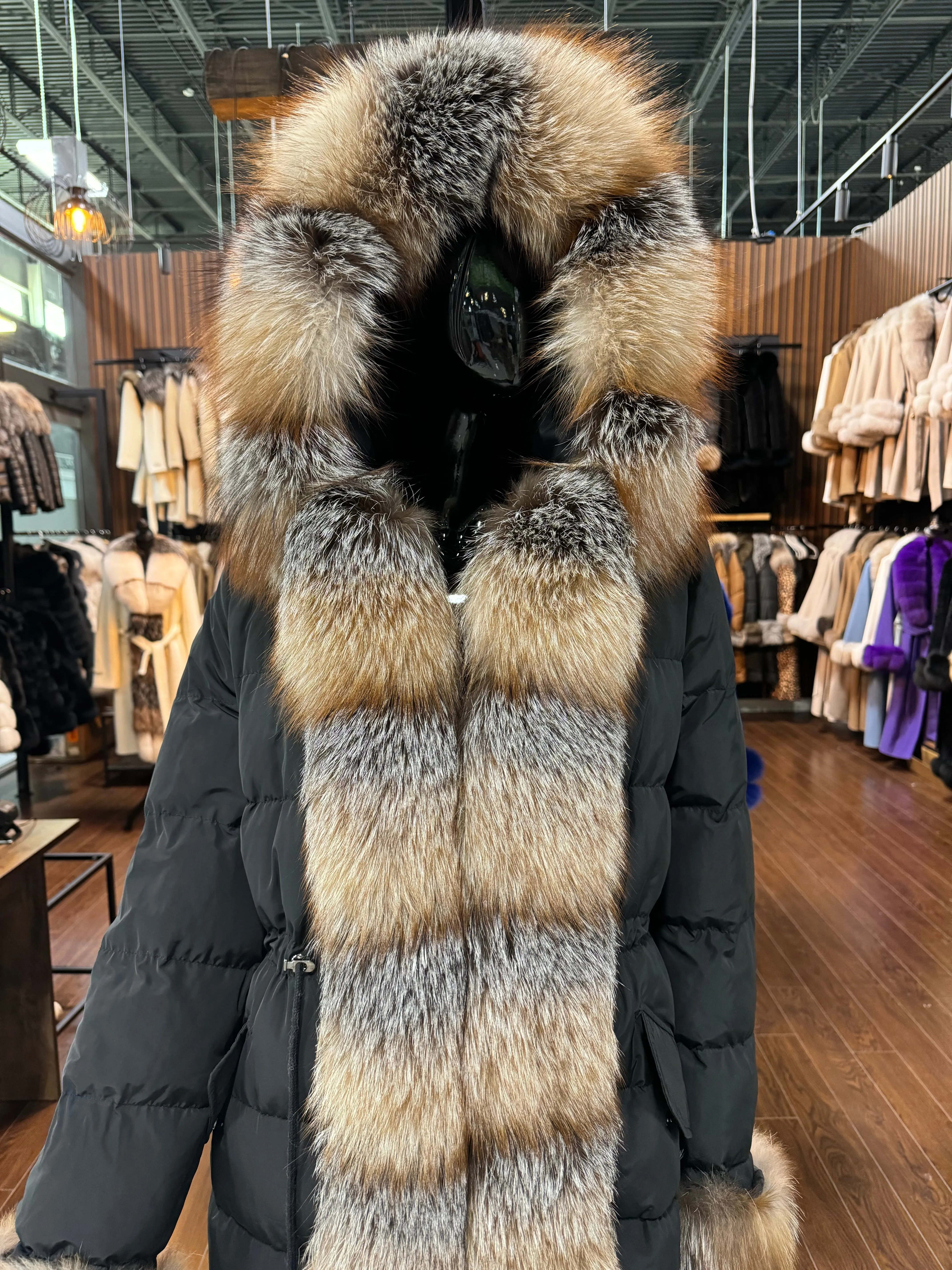 Fox Fur Hooded Puffer Coat