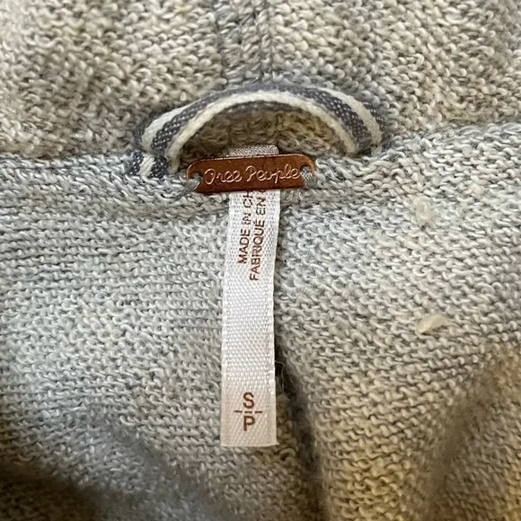FREE PEOPLE Double Weave Denim Jacket, Distressed Denim &amp; Grey Hoodie, Small