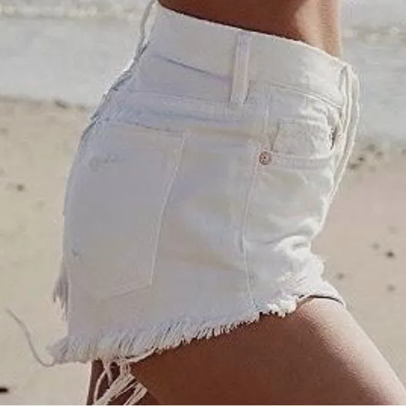 Free People Spring White Loving Good Vibrations Shorts