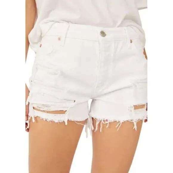 Free People NWT Distressed Denim Short in White Size 27