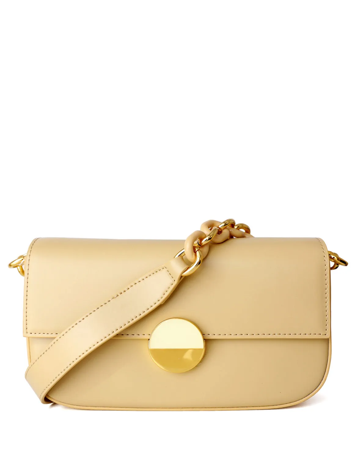 French Baguette Shoulder Bag 90s Vintage Flap Top Acrylic Chain Handbag  Round Gold Hardware