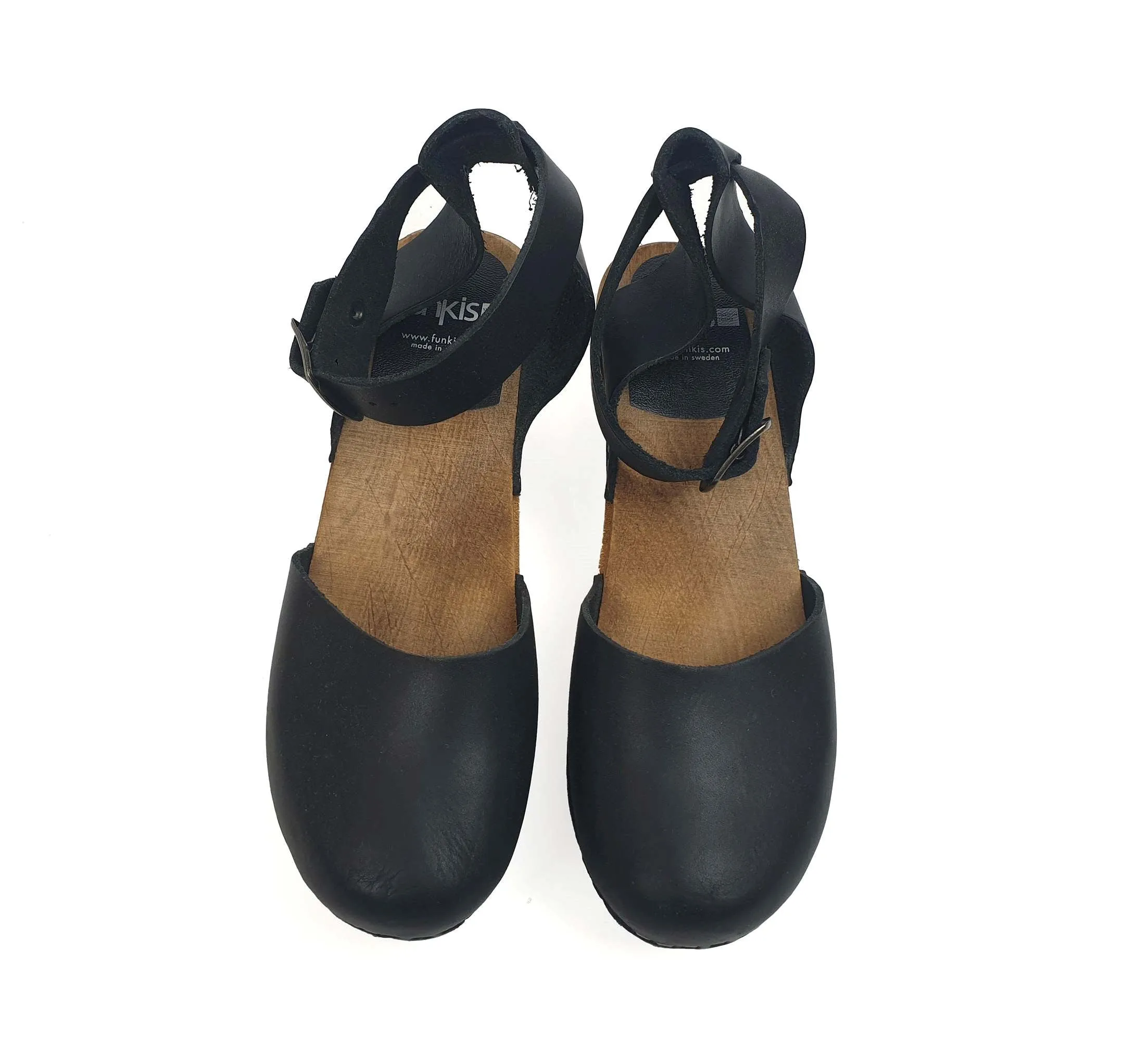 Funkis black enclosed toe clogs size 39