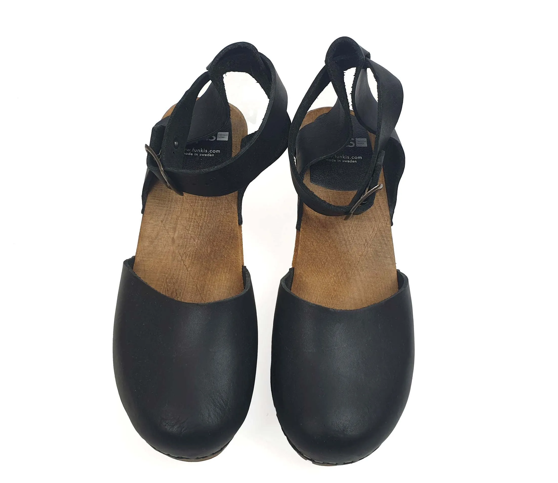 Funkis black enclosed toe clogs size 39