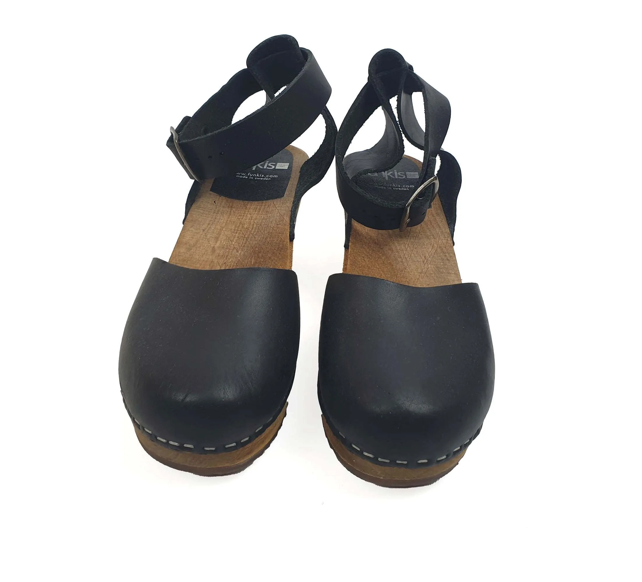 Funkis black enclosed toe clogs size 39