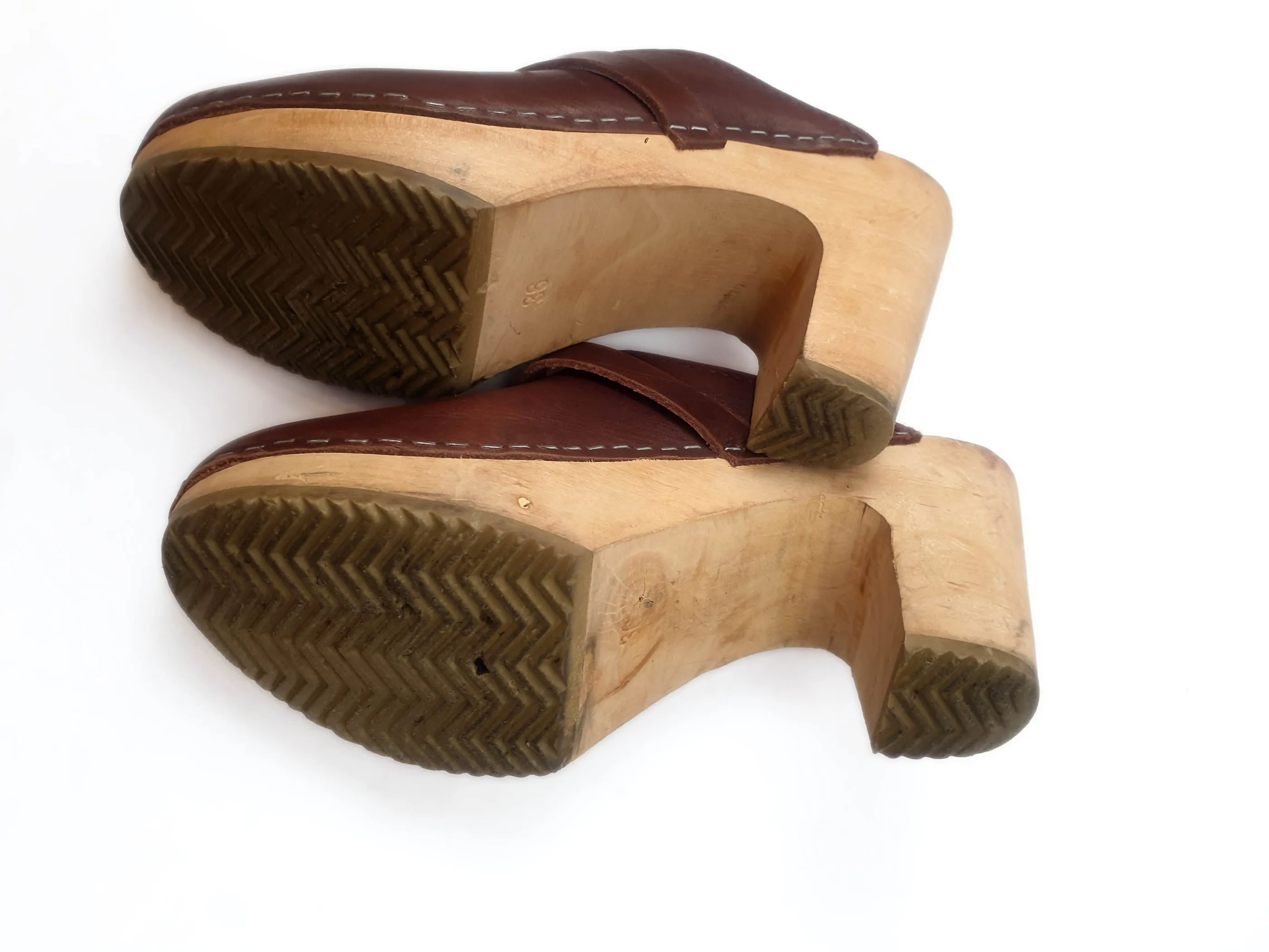 Funkis brown leather clogs size 36