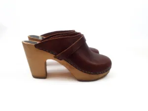 Funkis brown leather clogs size 36