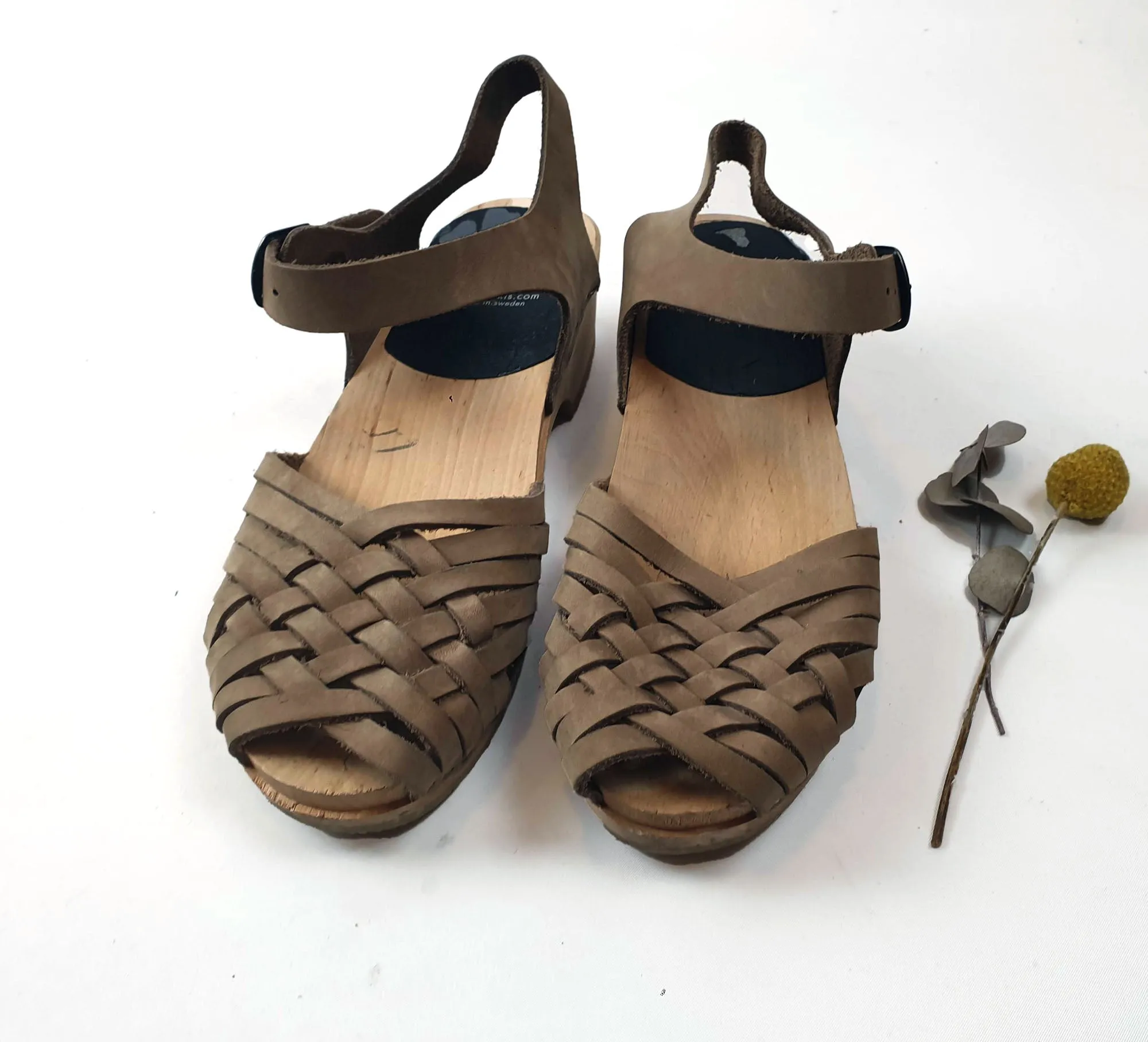 Funkis brown suede closed toe clogs size 40
