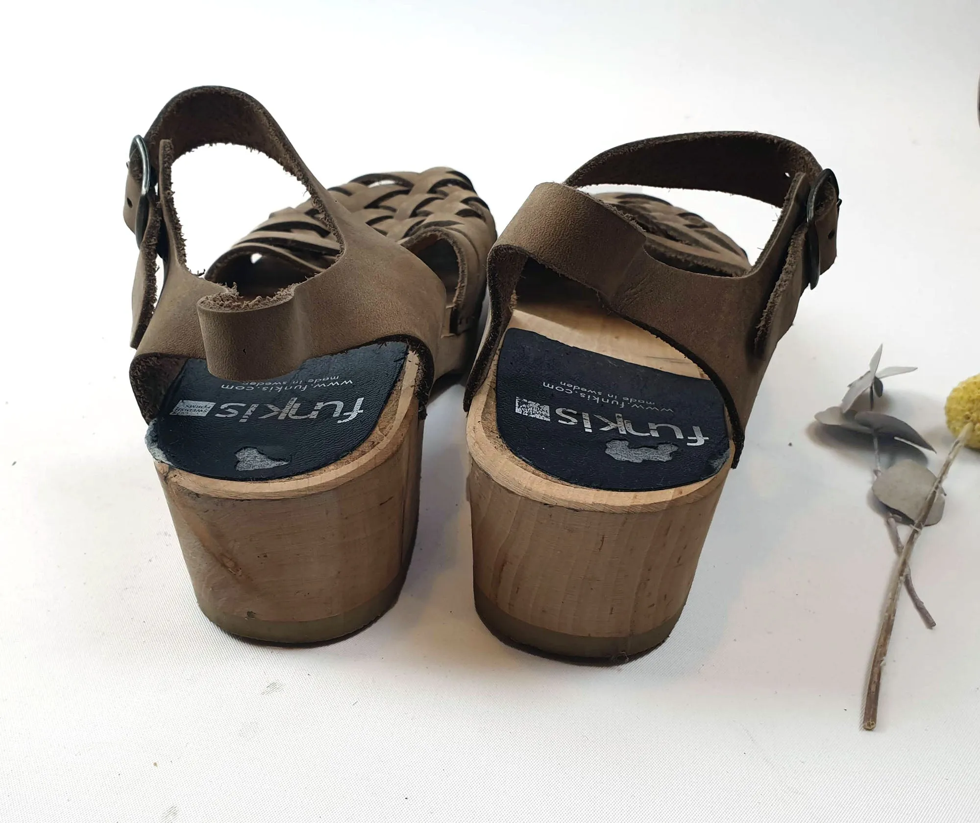 Funkis brown suede closed toe clogs size 40