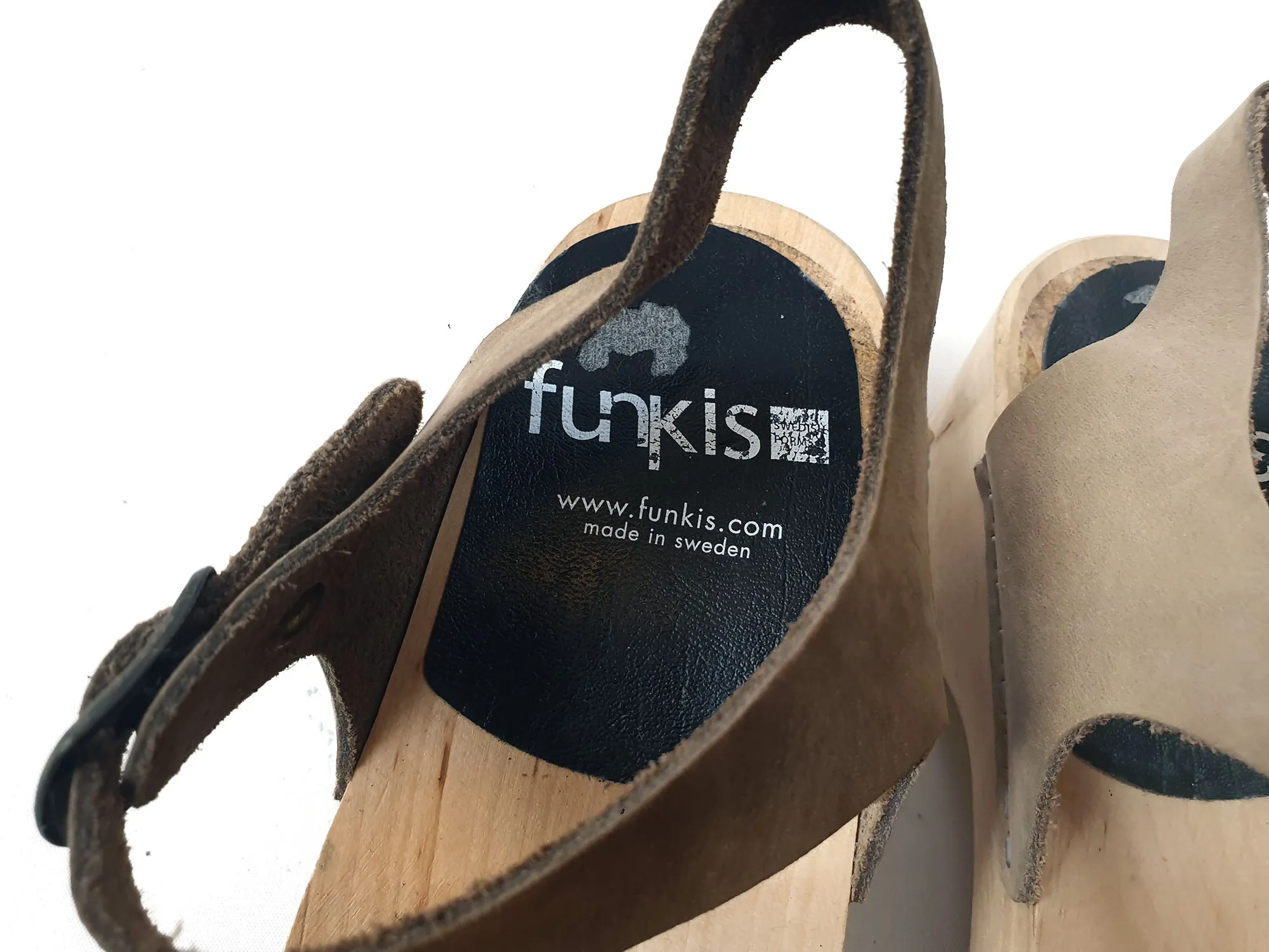 Funkis brown suede closed toe clogs size 40