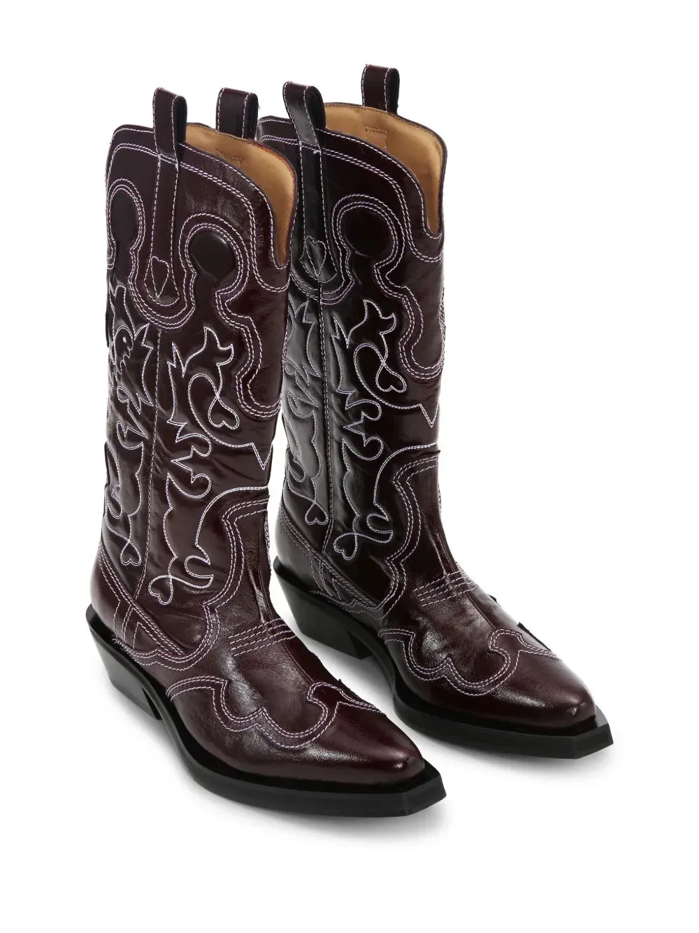 GANNI embroidered leather western boots