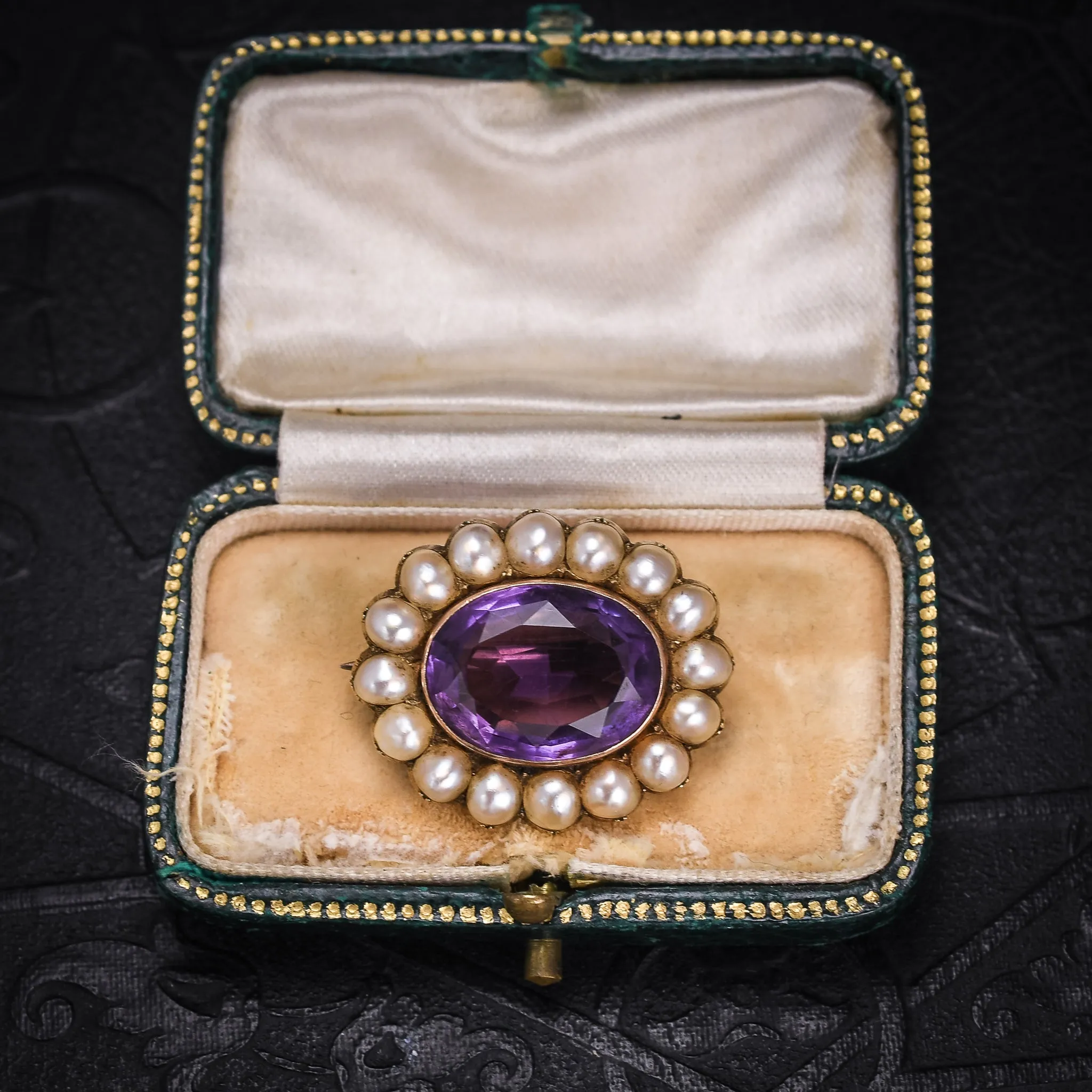 Georgian Amethyst & Pearl Flower Brooch