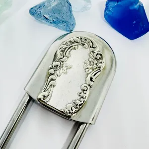 Giant Vintage Silverware Adorned Safety Pin | Key Ring | Kilt Brooch | Horse Blanket | Silver Embellishments | New Driver | Purse Belt