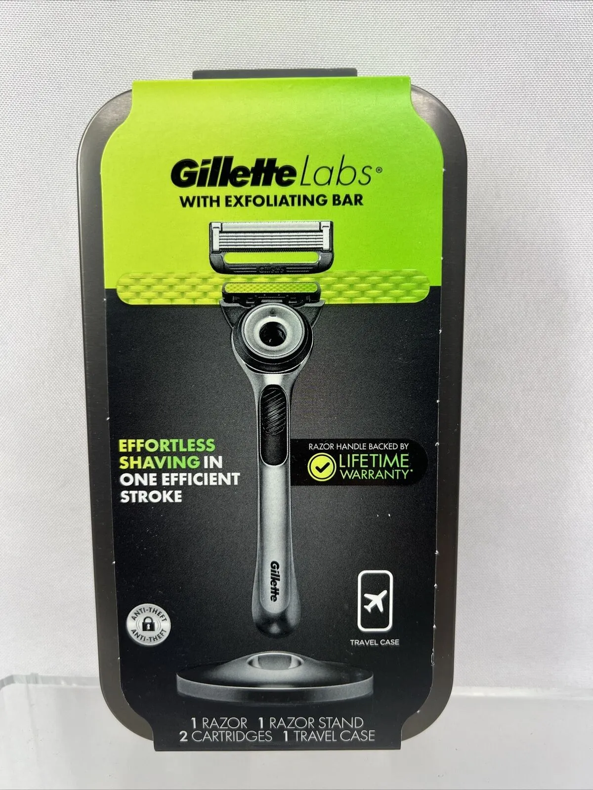 Gillette Labs Razor 1 Handle 2 Blade Refills Travel Case Stand ￼ Exfoliating Bar