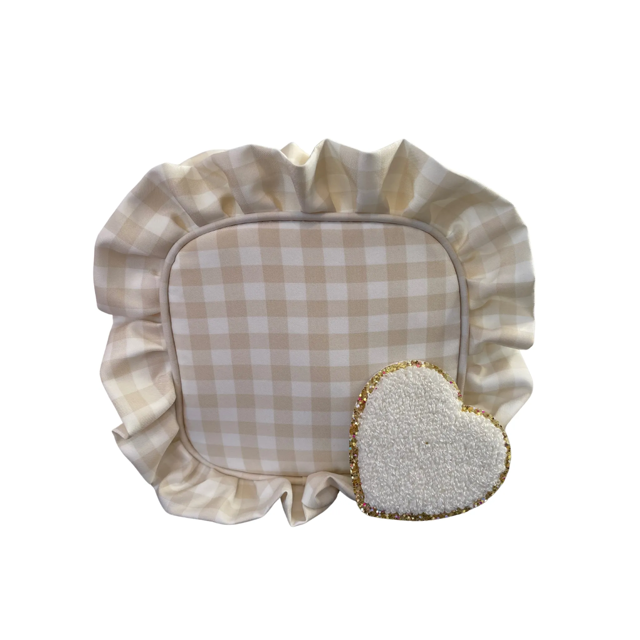 Gingham, Ruffle Cosmetic Bag