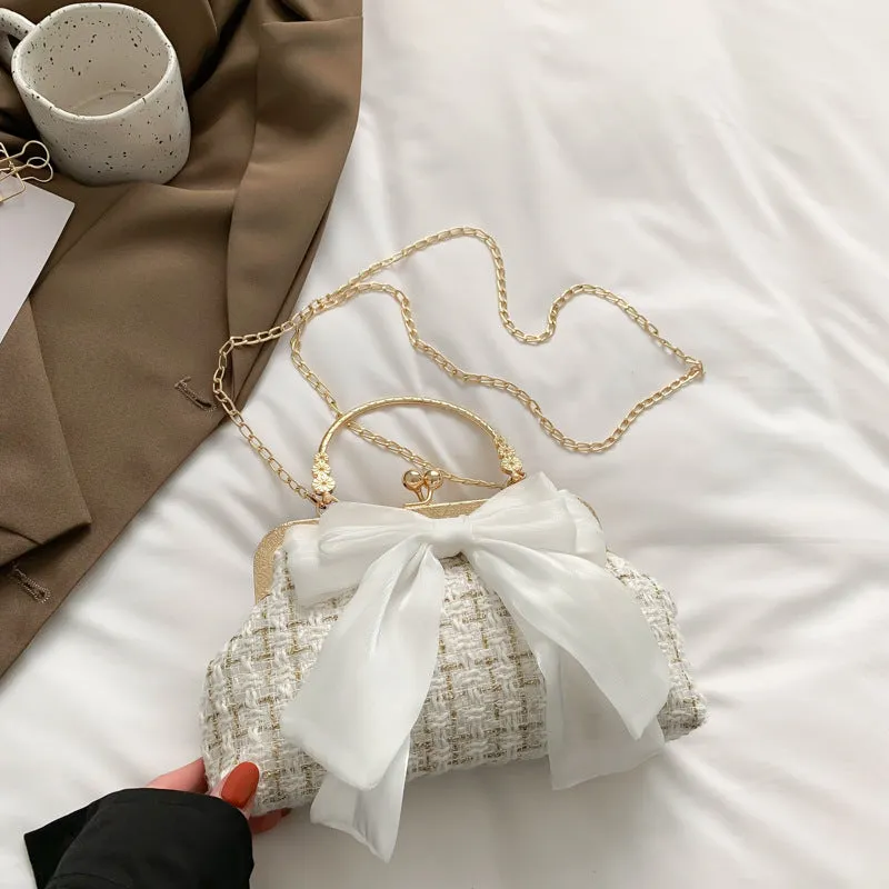 Good-looking French Fashion Vintage Bow Underarm Crossbody Bags