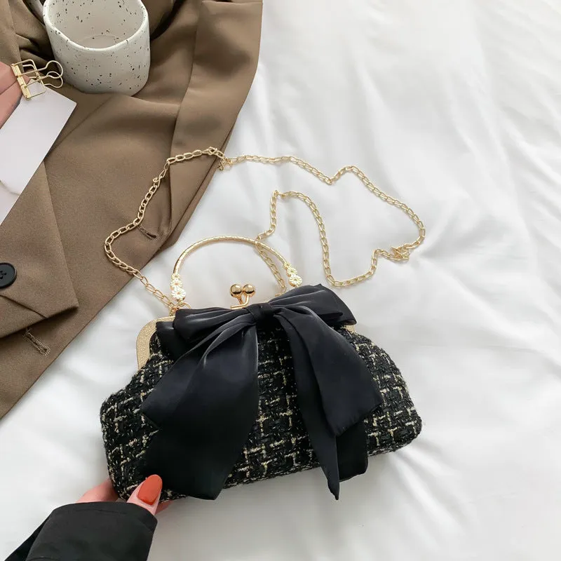 Good-looking French Fashion Vintage Bow Underarm Crossbody Bags