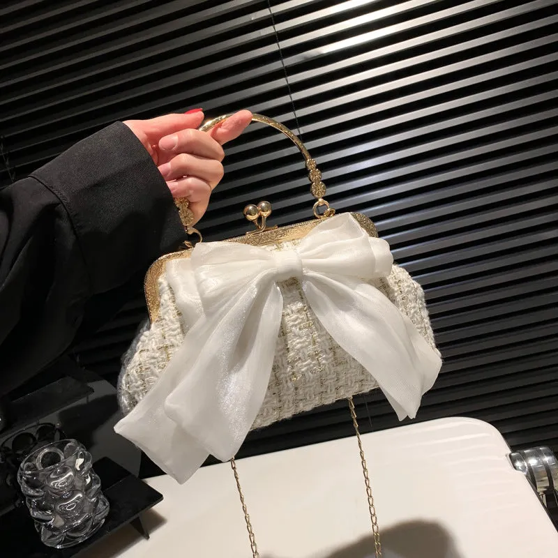 Good-looking French Fashion Vintage Bow Underarm Crossbody Bags