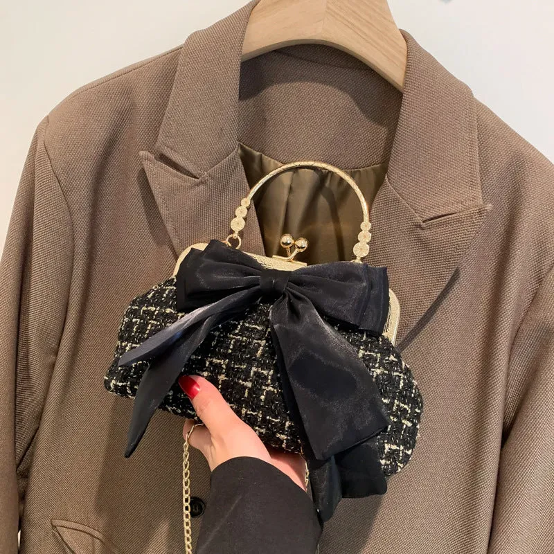 Good-looking French Fashion Vintage Bow Underarm Crossbody Bags