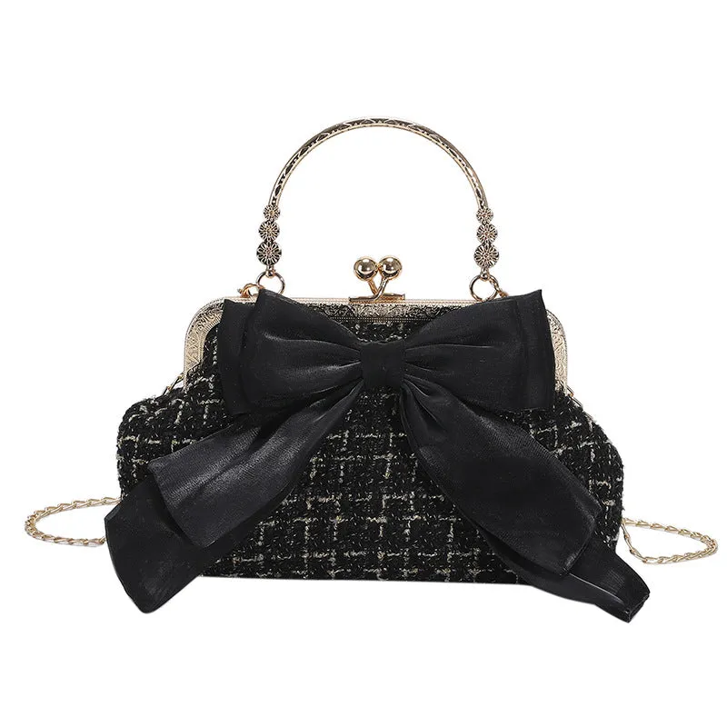 Good-looking French Fashion Vintage Bow Underarm Crossbody Bags