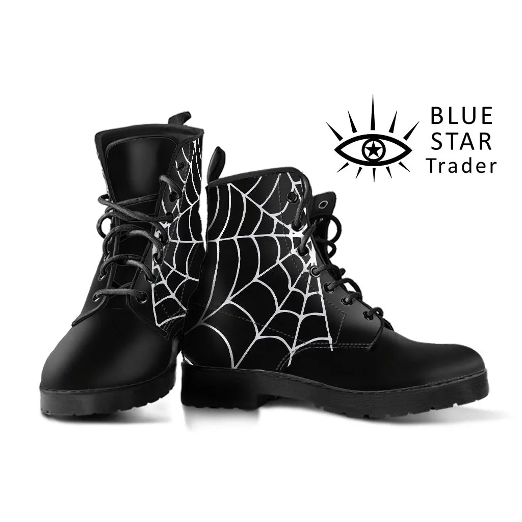 Goth Spiderweb Vegan Ankle Boots