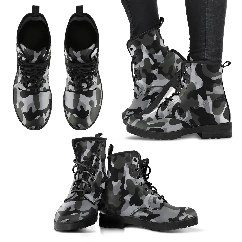 Gray Camo Combat Boots